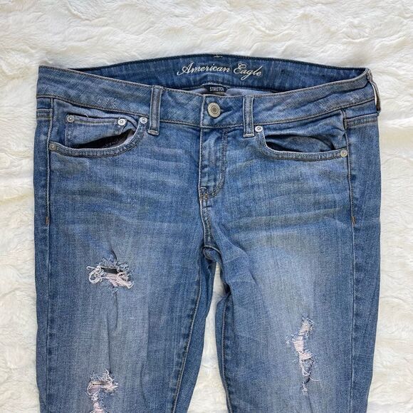American Eagle Outfitter’s Y2K Distressed Stretch Skinny Jean - Women’s 8 - Picture 4 of 8